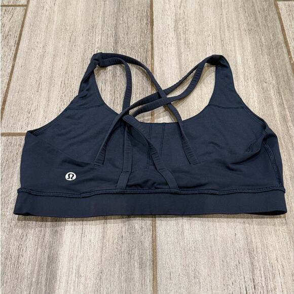 Lululemon Energy Bra Womens 8 Navy Crossback Workout Yoga Activewear Sporty - Picture 5 of 7